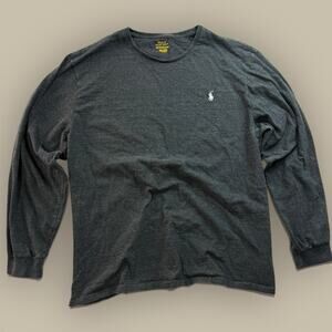 Polo Ralph Lauren T-Shirt Mens 2XL Gray Long Sleeve Crewneck Pony Logo Cotton